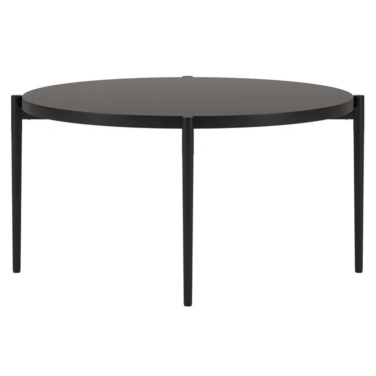 32" Black Steel Round Coffee Table