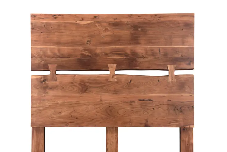 Chestnut Live Edge Solid Wood And Tufted Queen Bed Frame