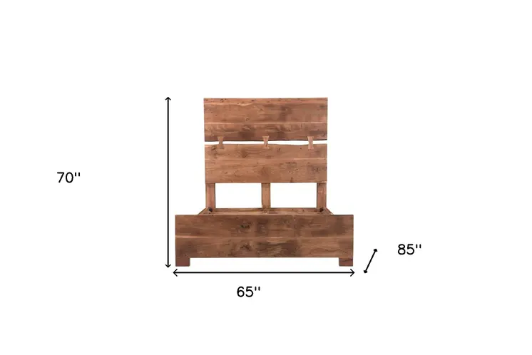 Chestnut Live Edge Solid Wood And Tufted Queen Bed Frame
