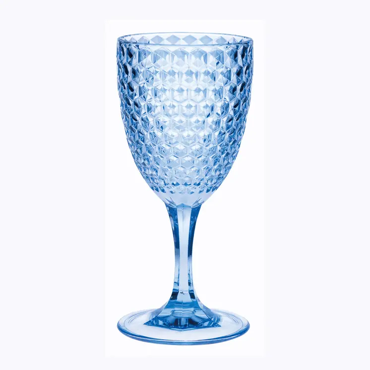 Set of Four Blue Diamond Acrylic Stemmed All Purpose Wine Glass