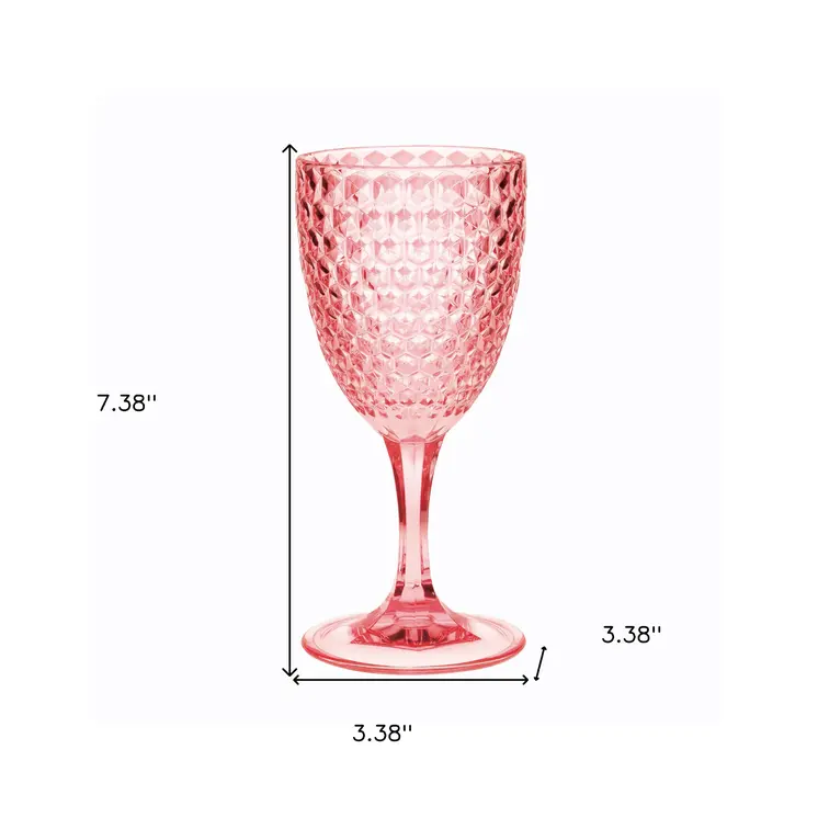 Set of Four Pink Diamond Acrylic Stemmed All Purpose Wine Glass