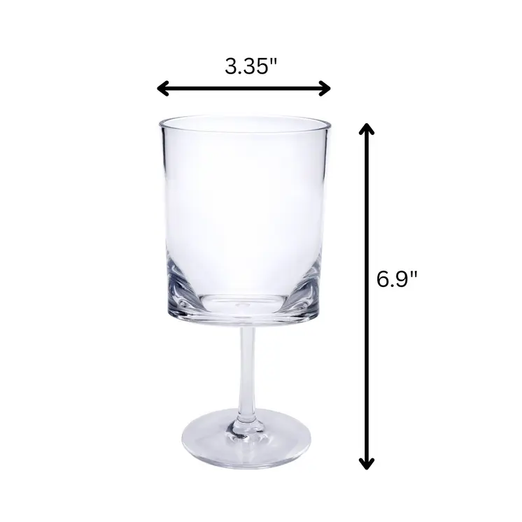Set of Four Clear Tritan Plastic Stemmed All Purpose Wine Glass