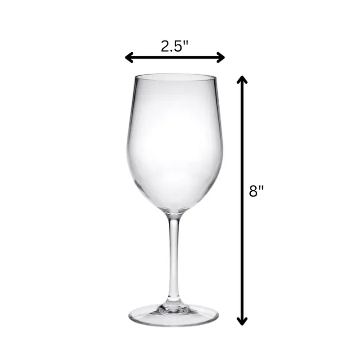 Set of Four Clear Tritan Plastic Stemmed All Purpose Wine Glass