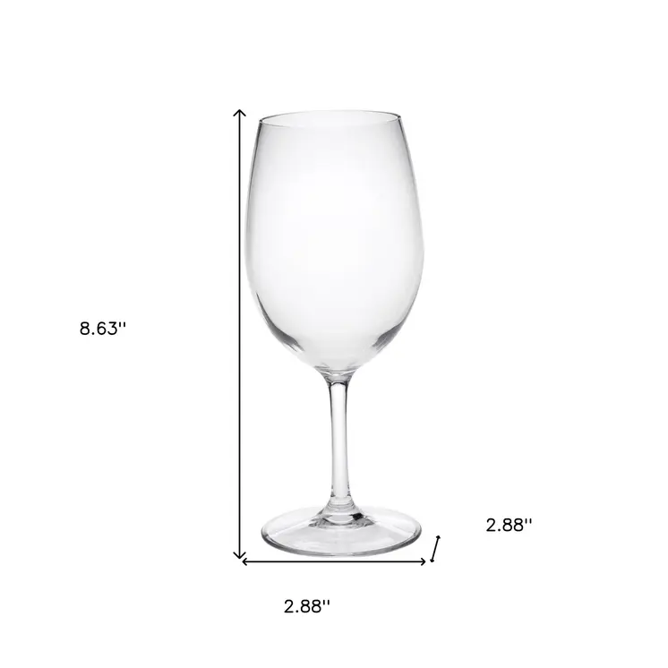 Set of Four Clear Tritan Plastic Stemmed All Purpose Wine Glass
