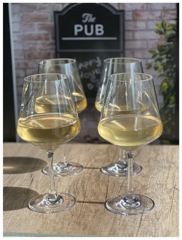 Set of Four Clear Tritan Plastic Stemmed All Purpose Wine Glasses