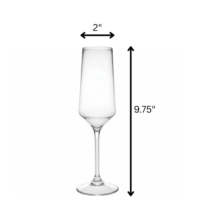 Set of Four Clear Tritan Plastic Stemmed Flutes
