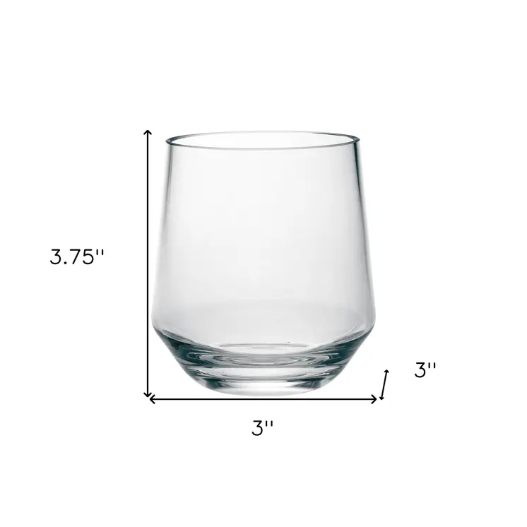 Set of Four Clear Tritan Plastic Stemmed All Purpose Wine Glass