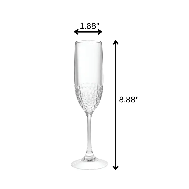 Set of Four Clear Dimpled Tritan Plastic Stemmed Flutes