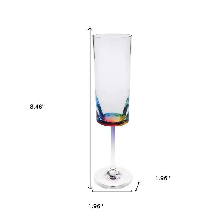 Set of Four Rainbow Geometric Acrylic Stemmed Flutes
