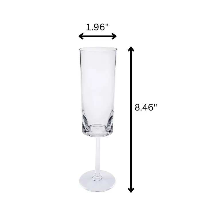 Set of Four Clear Tritan Plastic Stemmed Flutes