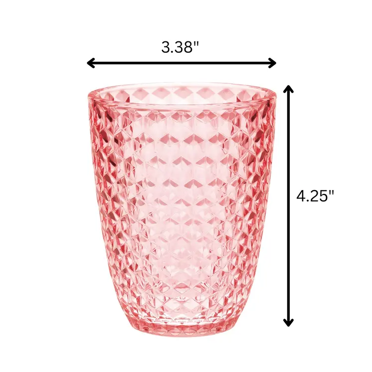 Set of Four Pink Diamond Acrylic Stemless Whiskey Glass