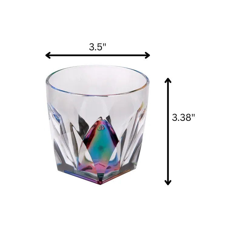 Set of Four Rainbow Geometric Acrylic Stemless Whiskey Glass