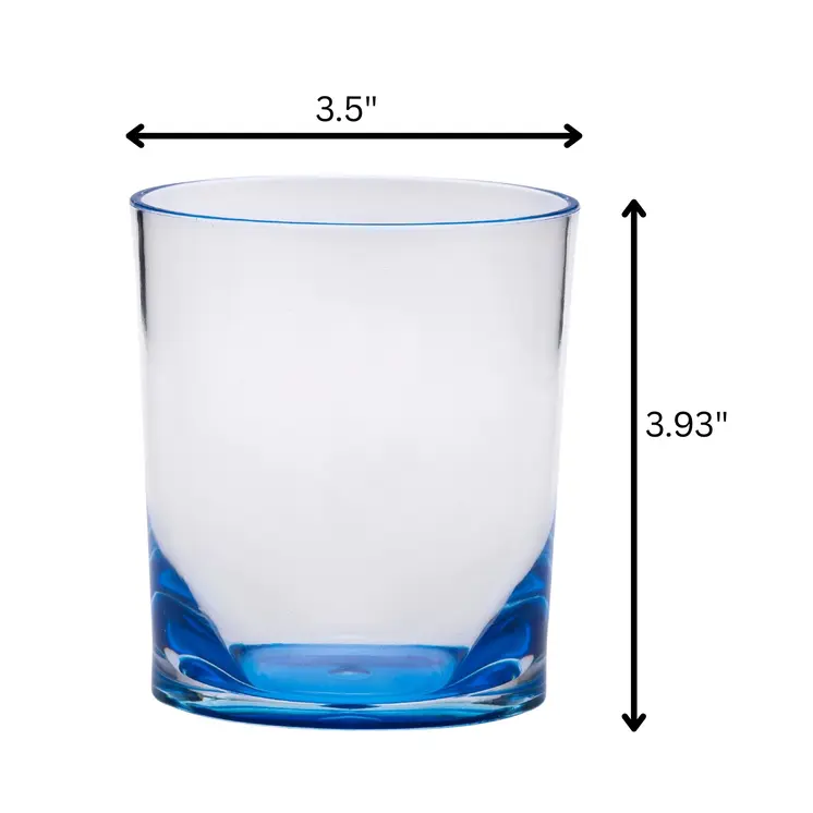 Set of Four Blue Acrylic Stemless Whiskey Glass