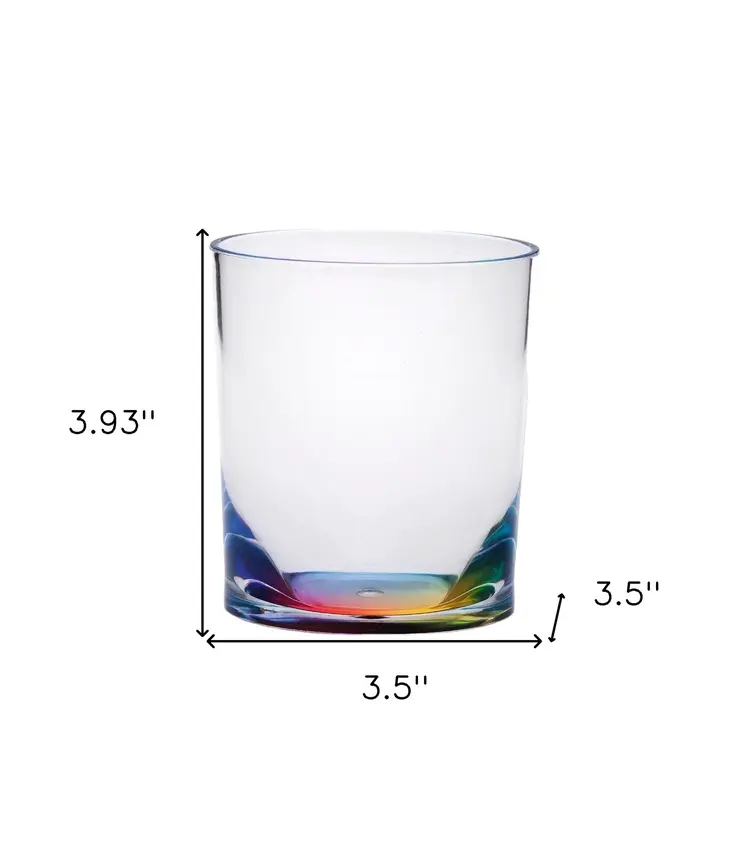 Set of Four Rainbow Geometric Acrylic Stemless Whiskey Glass