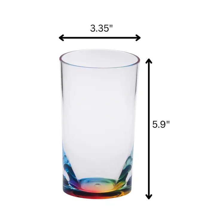 Set of Four Clear and Rainbow Acrylic Highball Glasses