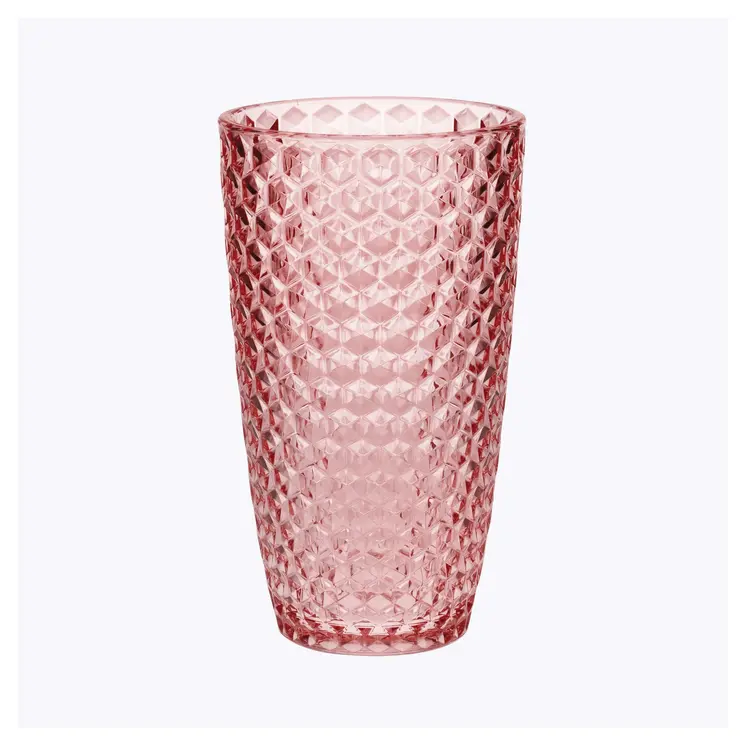 Set of Four Pink Geometric Acrylic Stemless Highball Glass