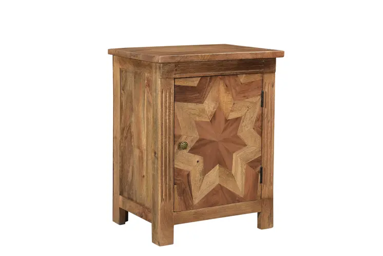 28" Brown Solid Wood Nightstand