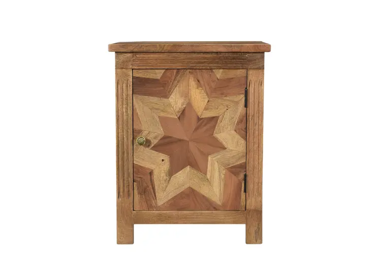 28" Brown Solid Wood Nightstand