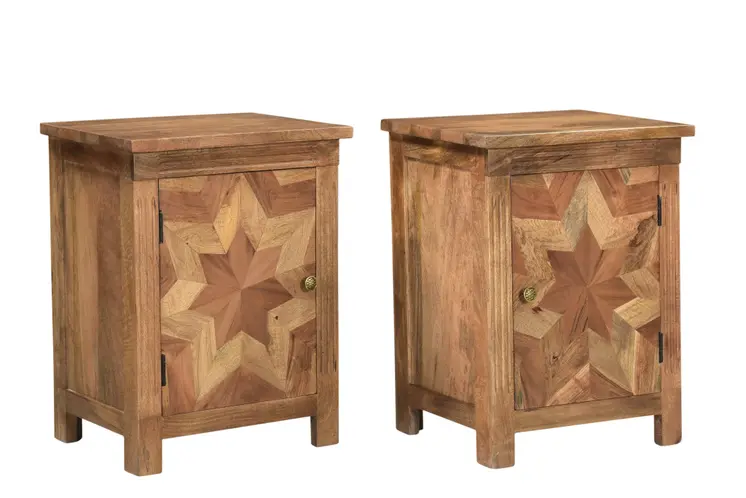 28" Brown Solid Wood Nightstand