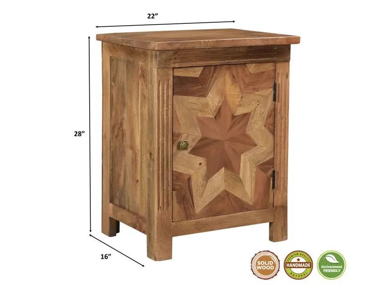 28" Brown Solid Wood Nightstand