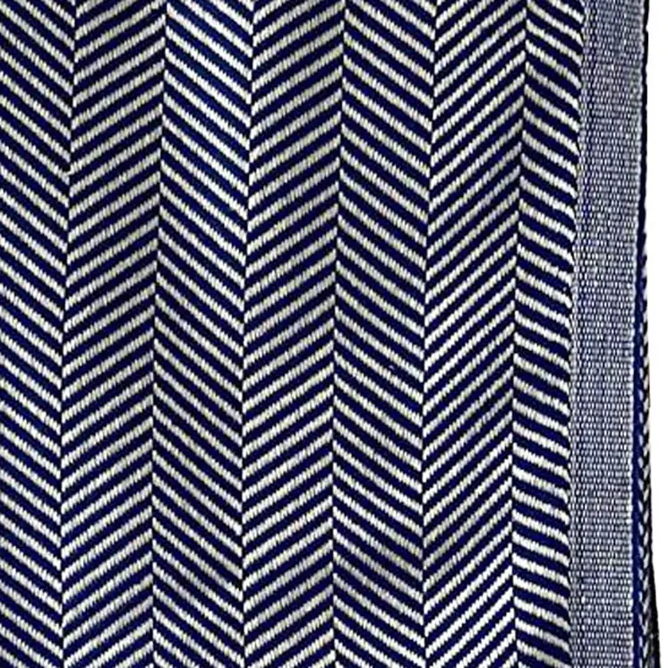 59" X 71" Blue and Beige Cotton Striped Throw Blanket with Tassels
