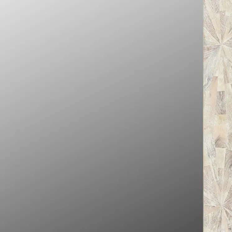 46" White Solid Wood Geometric Starburst Framed Accent Mirror