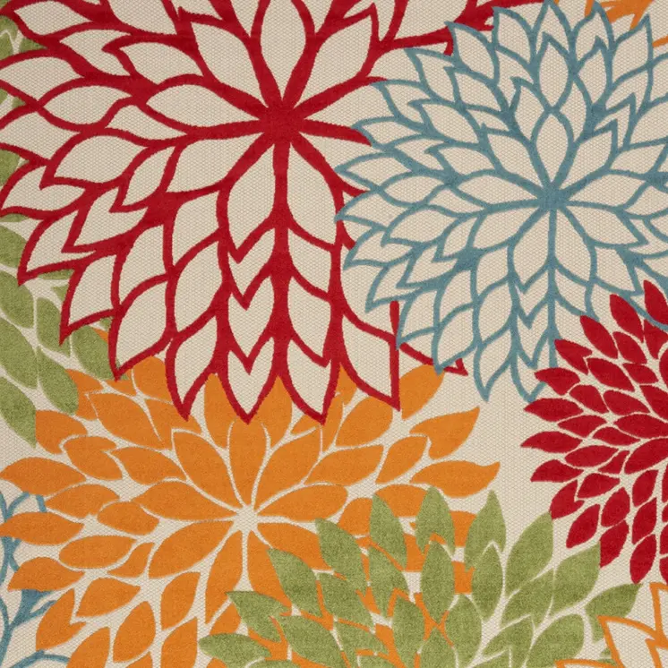 10' X 14' Green Orange And Red Indoor Outdoor Area Rug