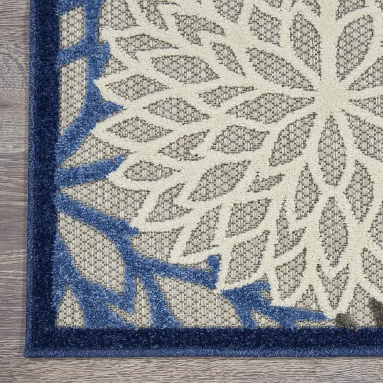 12' X 15' Blue And Ivory Indoor Outdoor Area Rug