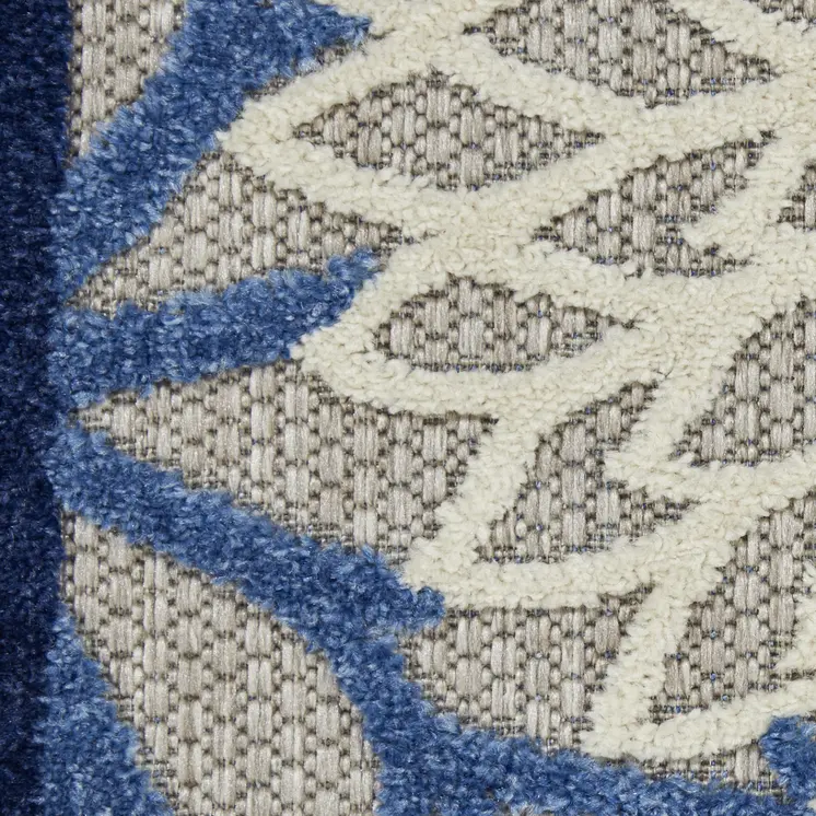 12' X 15' Blue And Ivory Indoor Outdoor Area Rug