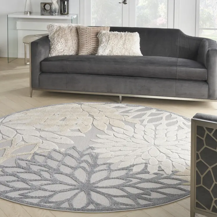 10' Gray and Ivory Indoor Outdoor Area Rug