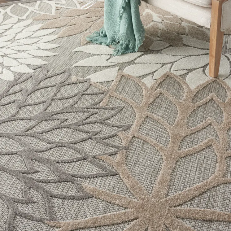 10' Gray and Ivory Indoor Outdoor Area Rug