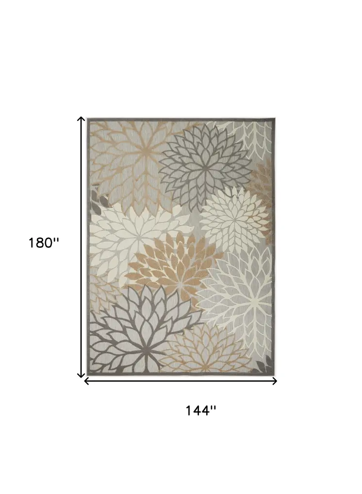 12' X 15' Gray And Ivory Indoor Outdoor Area Rug