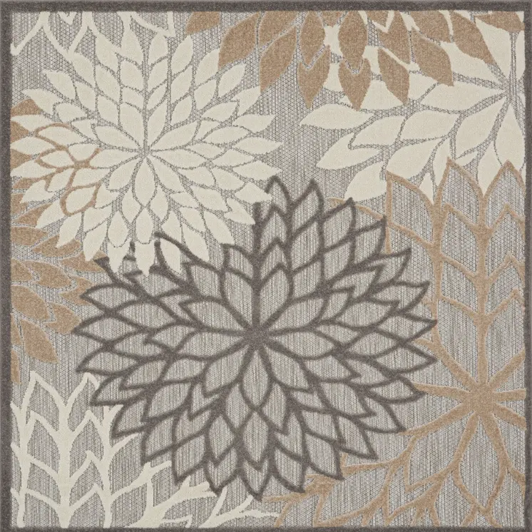5' Gray and Ivory Indoor Outdoor Area Rug