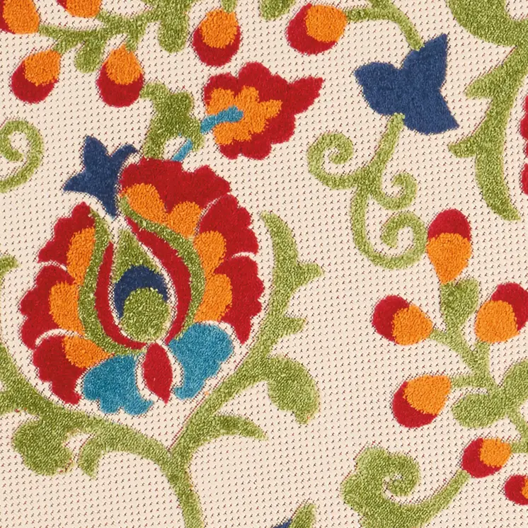12' X 15' Ivory Blue And Orange Indoor Outdoor Area Rug