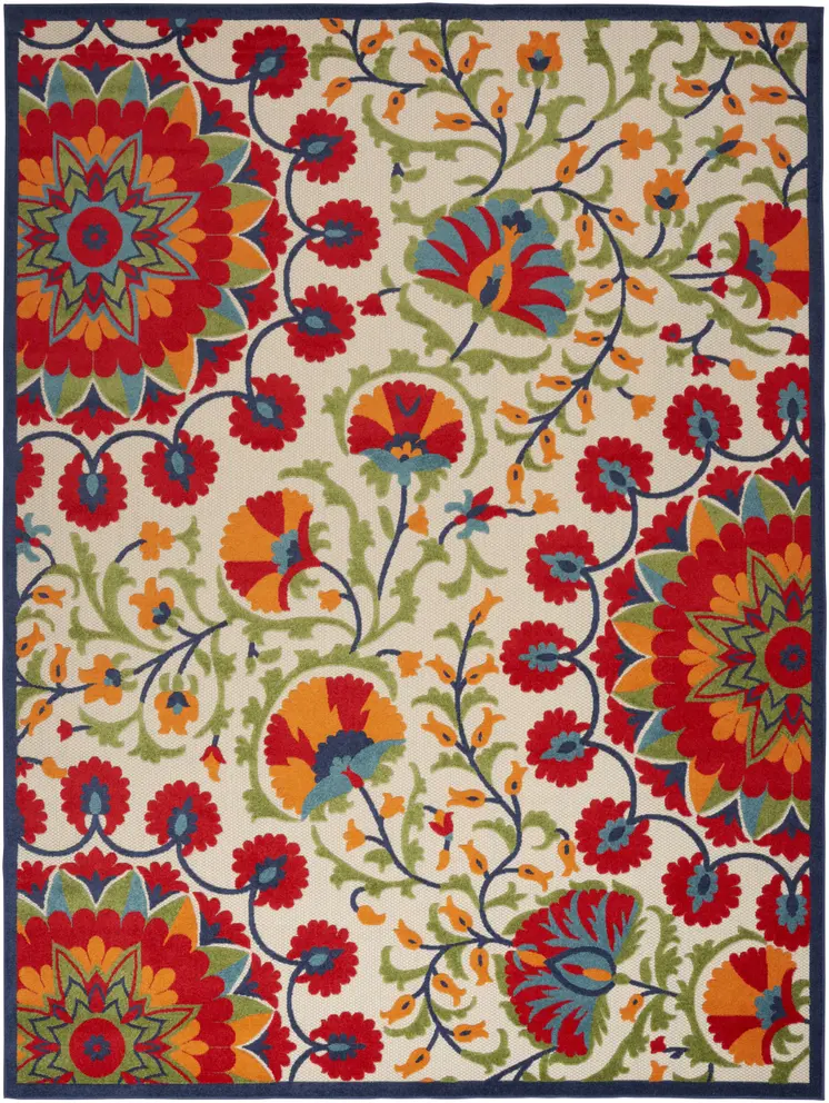 10' X 14' Red And Ivory Indoor Outdoor Area Rug