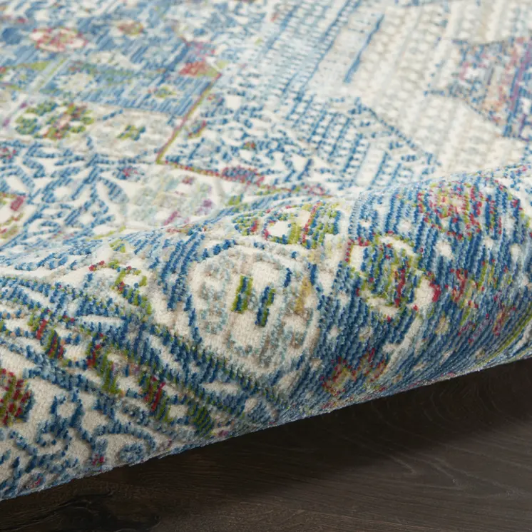 8' X 10' Blue Floral Power Loom Area Rug