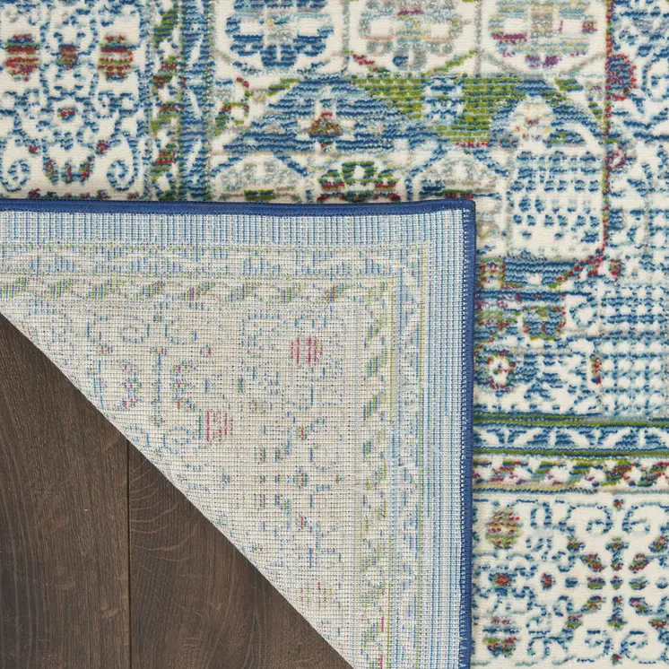 8' X 10' Blue Floral Power Loom Area Rug