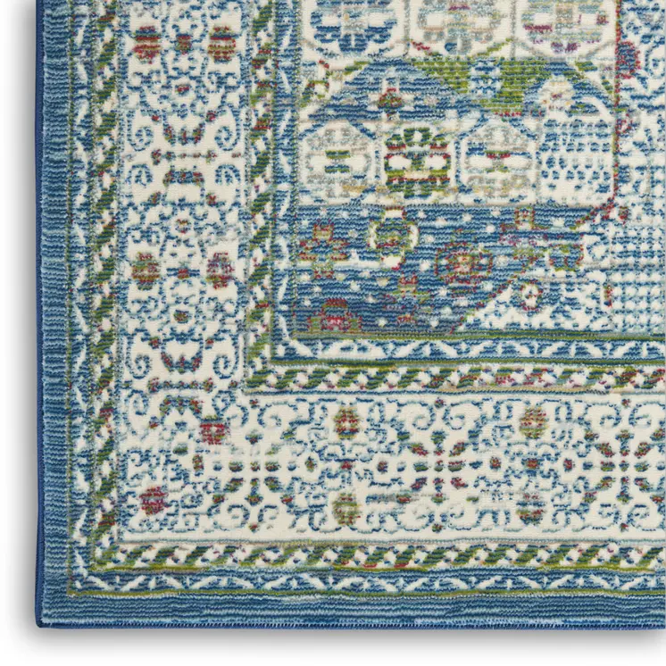 8' X 10' Blue Floral Power Loom Area Rug