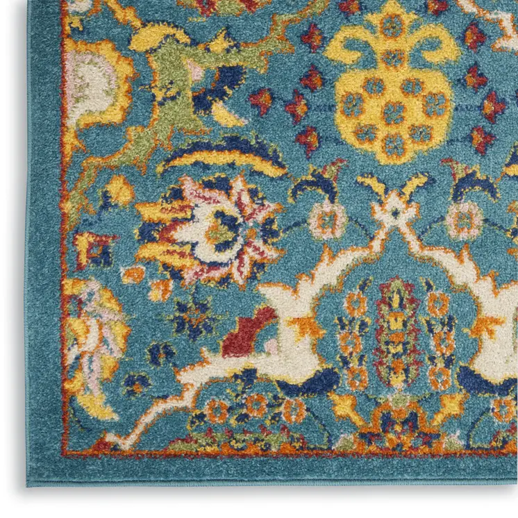 6' X 9' Blue Floral Power Loom Area Rug