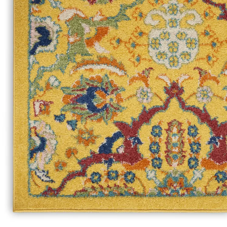 8' X 10' Yellow Floral Power Loom Area Rug