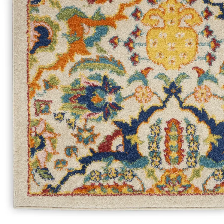 6' X 9' Ivory Floral Power Loom Area Rug