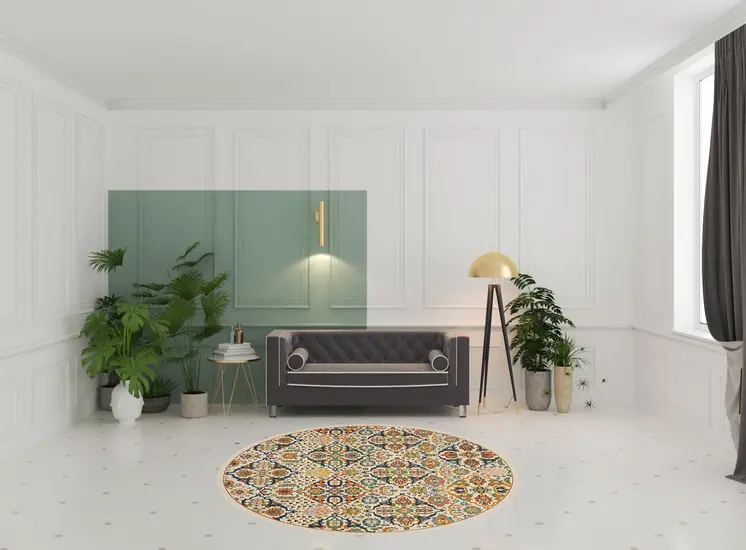 8' Ivory Round Floral Power Loom Area Rug