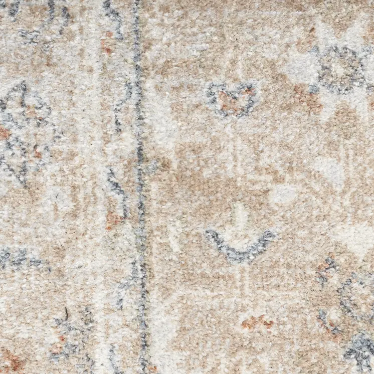 9' X 12' Khaki Oriental Power Loom Distressed Washable Area Rug