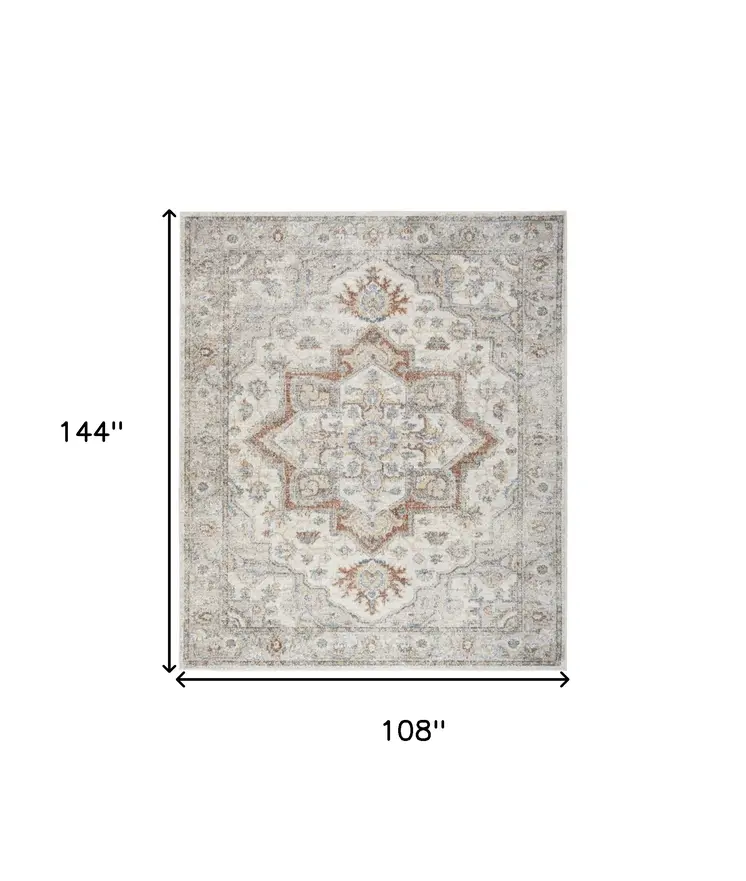 9' X 12' Gray Oriental Power Loom Area Rug