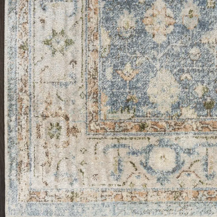 8' X 10' Gray And Gold Floral Medallion Distressed Washable Area Rug