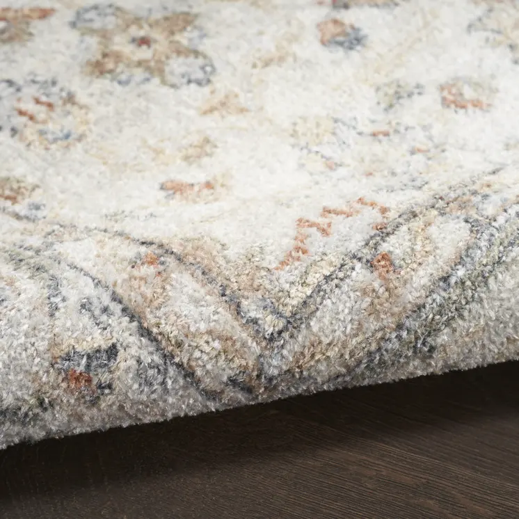 12' Gray And Ivory Oriental Distressed Washable Runner Rug
