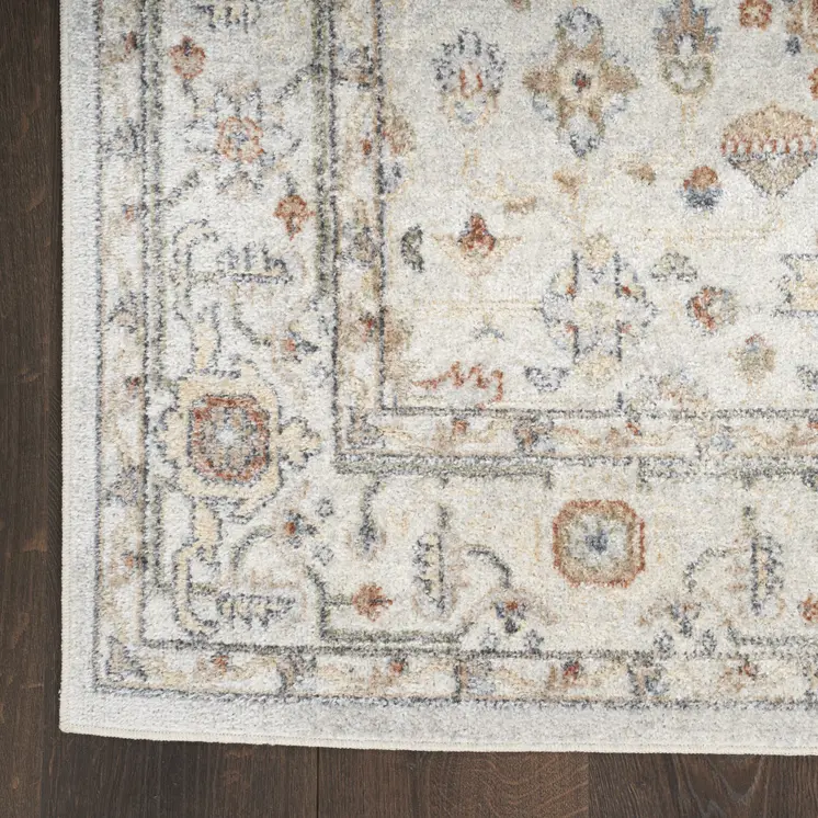 12' Gray And Ivory Oriental Distressed Washable Runner Rug
