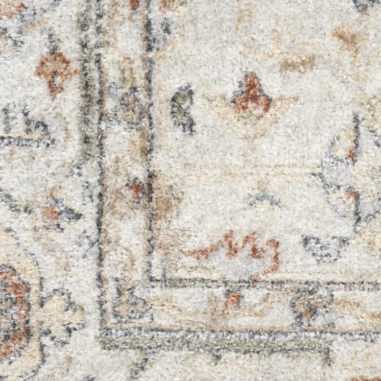 12' Gray And Ivory Oriental Distressed Washable Runner Rug