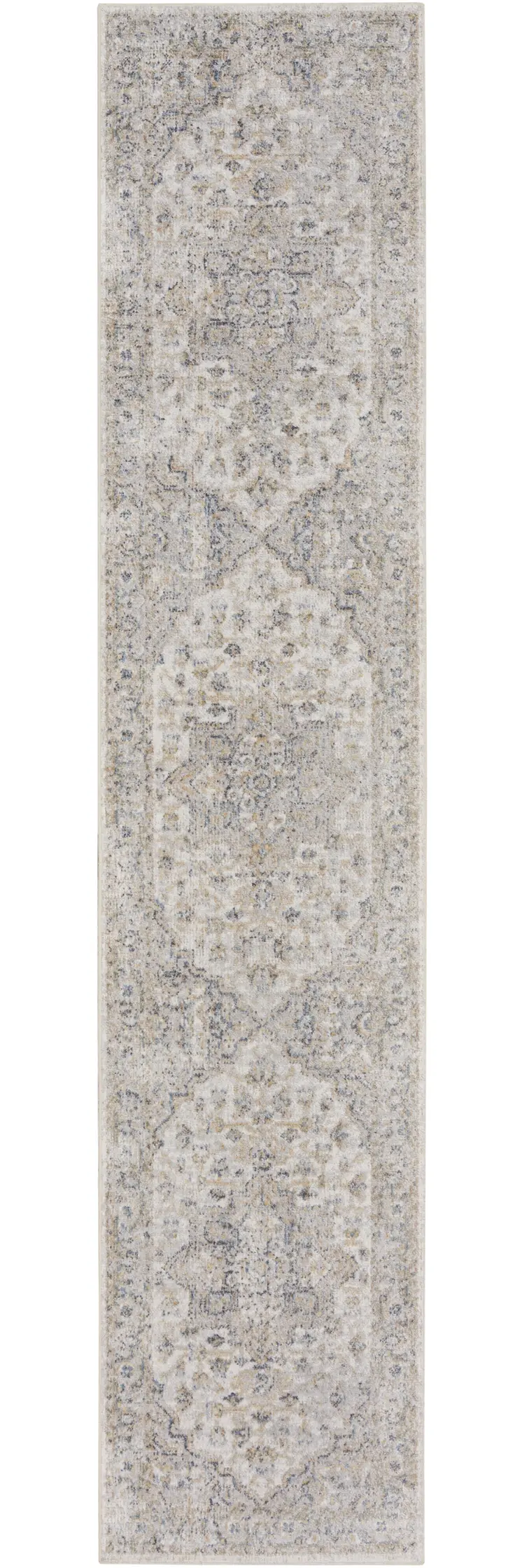 12' Silver Oriental Power Loom Washable Runner Rug