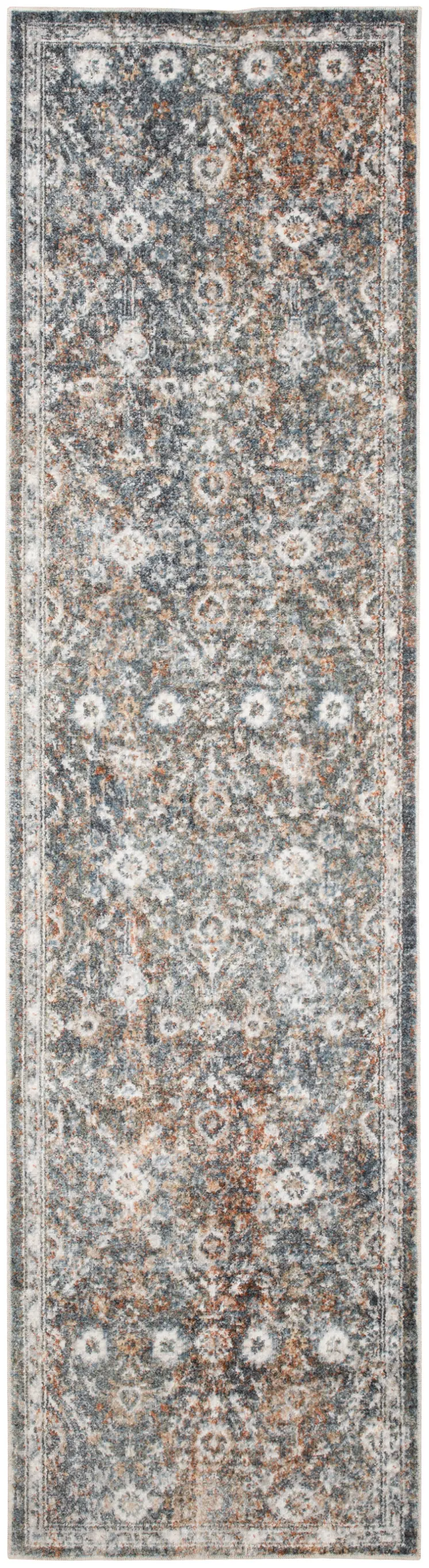 4' X 6' Silver Oriental Power Loom Washable Area Rug